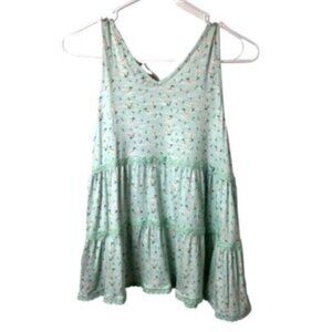 NWT Love, Fire Girls LIght Green Print Tunic Summer Top Large
